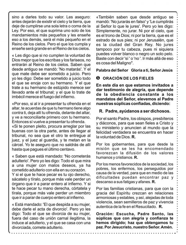 16 de febrero de 2020 HOJITA DOMINICAL